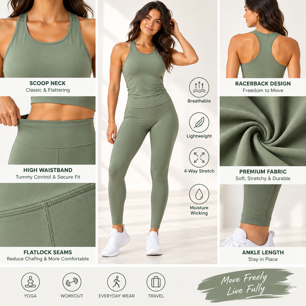 𝑨𝒓𝒗𝒆𝒍𝒎𝒐𝒏𝒕™ Sage Tank & Leggings Set