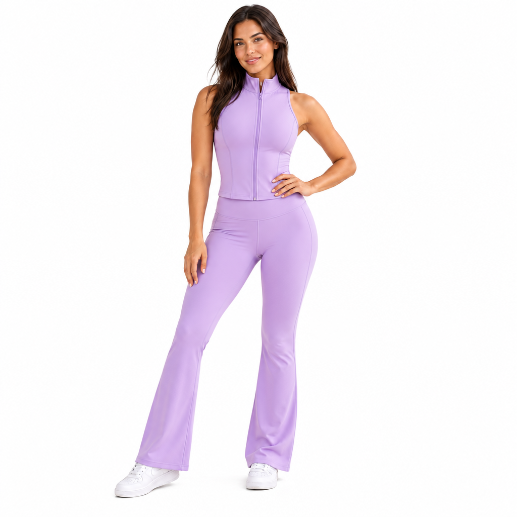 𝑨𝒓𝒗𝒆𝒍𝒎𝒐𝒏𝒕™ Lilac Zip-Front Flared Pants Set