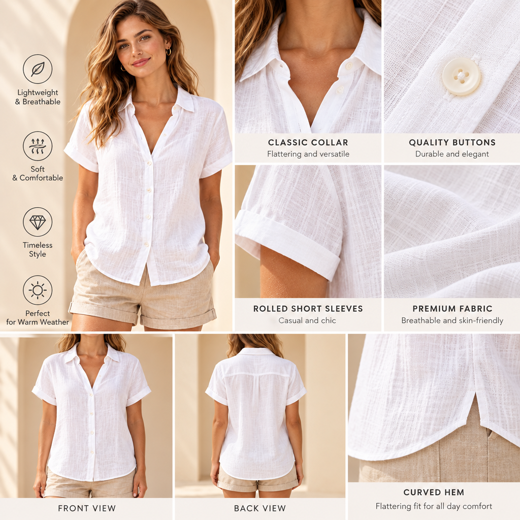 Arvelmont™ White Textured Short-Sleeve Shirt
